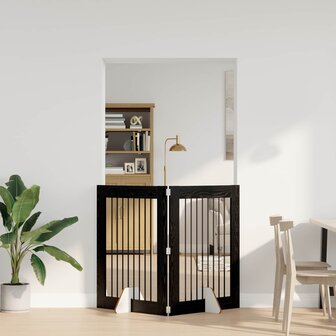 Hondenhekje met standaards 2 pcs Zwart eiken 80 x 100 cm 3