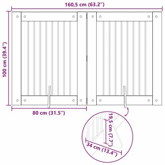 Hondenhekje met standaards 2 pcs Zwart eiken 80 x 100 cm 10