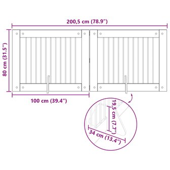 Hondenhekje met standaards 2 pcs Zwart eiken 100 x 80 cm 10