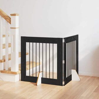 Hondenhekje met standaards 2 pcs Zwart eiken 80 x 80 cm 1