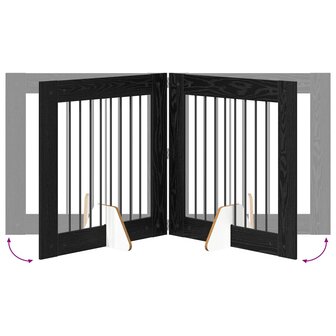 Hondenhekje met standaards 2 pcs Zwart eiken 80 x 80 cm 8