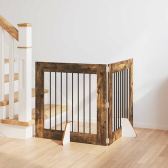 Hondenhekje met standaards 2 pcs Gerookt eiken 80 x 80 cm 1