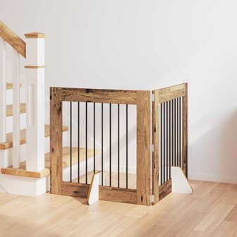 Hondenhekje met standaards 2 pcs Oud hout 80 x 80 cm 1