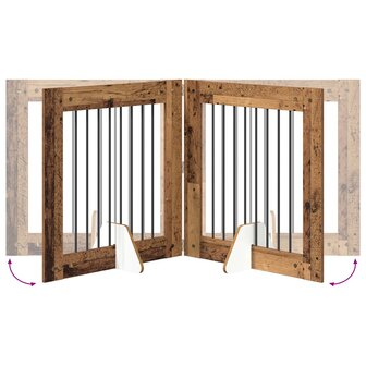 Hondenhekje met standaards 2 pcs Oud hout 80 x 80 cm 8