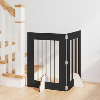 Hondenhekje met standaards 2 pcs Zwart eiken 60 x 80 cm 1