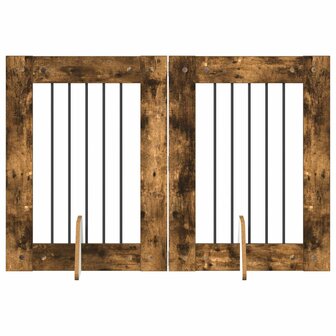 Hondenhekje met standaards 2 pcs Gerookt eiken 60 x 80 cm 2