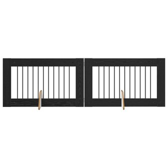 Hondenhekje met standaards 2 pcs Zwart eiken 100 x 60 cm 2