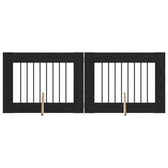 Hondenhekje met standaards 2 pcs Zwart eiken 80 x 60 cm 2