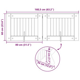 Hondenhekje met standaards 2 pcs Zwart eiken 80 x 60 cm 10