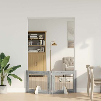 Hondenhekje met standaards 2 pcs Grijs sonoma 80 x 60 cm 3