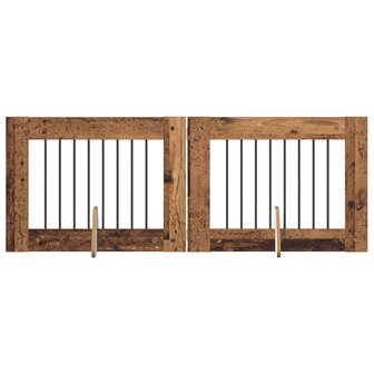 Hondenhekje met standaards 2 pcs Oud hout 80 x 60 cm 2