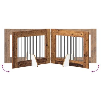 Hondenhekje met standaards 2 pcs Oud hout 80 x 60 cm 8
