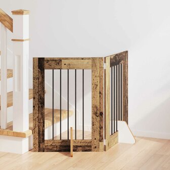 Hondenhekje met standaards 2 pcs Oud hout 60 x 60 cm 1