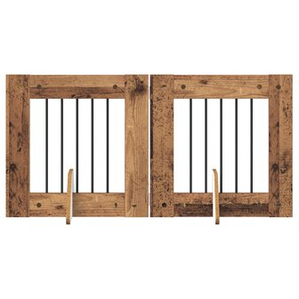 Hondenhekje met standaards 2 pcs Oud hout 60 x 60 cm 2