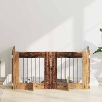 Hondenhekje met standaards 4 pcs Oud hout 60 x 60 cm 1
