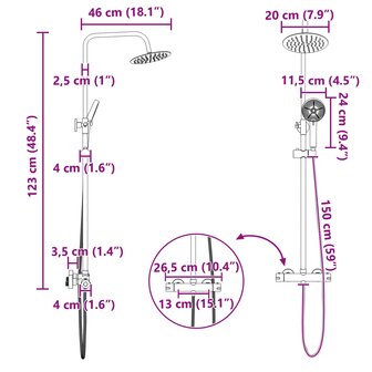 Thermostatisch Douchesysteem Set Messing en Roestvrij staal 12