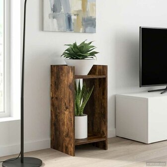 Plantenstandaard met plank Gerookte Eik 30 x 30 x 60 cm 1
