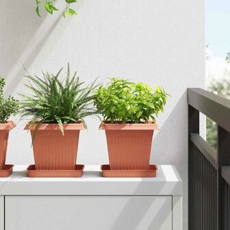 Plantenpotten 24 pcs Baksteenrood 16 x 16 x 14 cm Kunststof 1