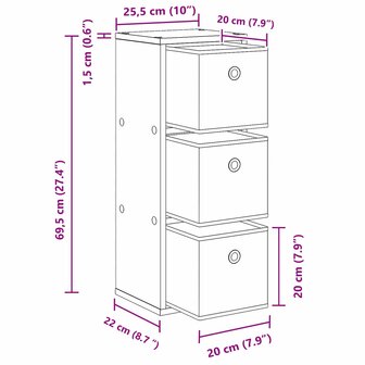 Dressoir met lade Zwart Eiken 25,5 x 22 x 69,5 cm 11