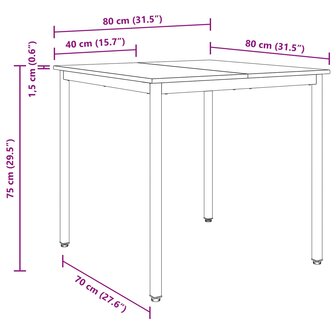 Eettafels 80 x 80 x 75 cm METAAL 10