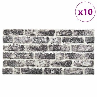 Wandpanelen 10 pcs Donkergrijs en Wit 100 x 50 cm EPS-schuim 2