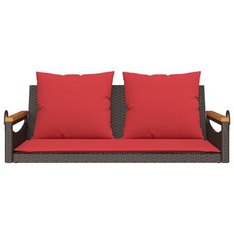 Schommelbank met kussens 109x62x40 cm poly rattan bruin 4