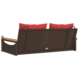 Schommelbank met kussens 109x62x40 cm poly rattan bruin 6
