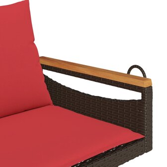 Schommelbank met kussens 109x62x40 cm poly rattan bruin 7