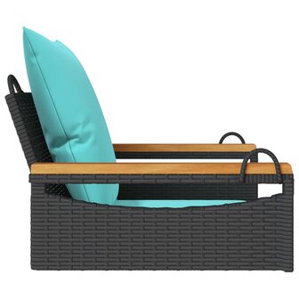 Schommelbank met kussens 63x62x40 cm poly rattan zwart 5