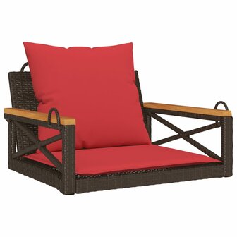 Schommelbank met kussens 63x62x40 cm poly rattan bruin 2