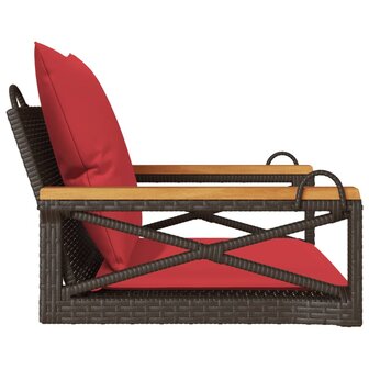 Schommelbank met kussens 63x62x40 cm poly rattan bruin 5