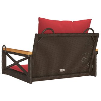 Schommelbank met kussens 63x62x40 cm poly rattan bruin 6