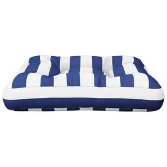 Palletkussen gestreept 58x58x10 cm oxford stof blauw en wit 4