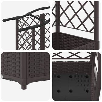 Verhoogde tuinbak met Trellis en Dak Bruin 124 x 40 x 126 cm PP 6