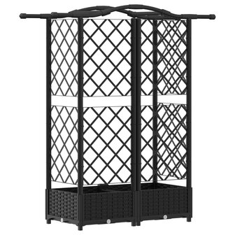 Verhoogde tuinbak met Trellis en Dak Zwart 124 x 40 x 126 cm PP 5