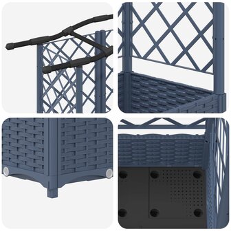 Verhoogde tuinbak met Trellis en Dak Grijs 124 x 40 x 126 cm PP 6