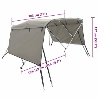 Biminitop 3 bogen met zijwanden 183x(154-167)x137 cm 12