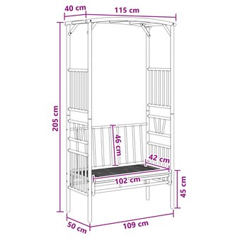 Tuinboog met Bank Naturel 115 x 50 x 205 cm Bamboe 8