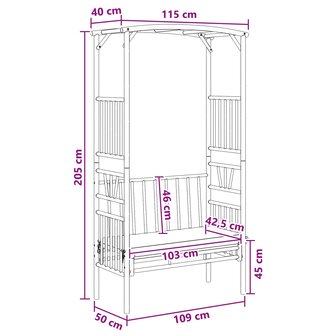 Tuinboog met Bank Naturel 115 x 50 x 205 cm Bamboe 8
