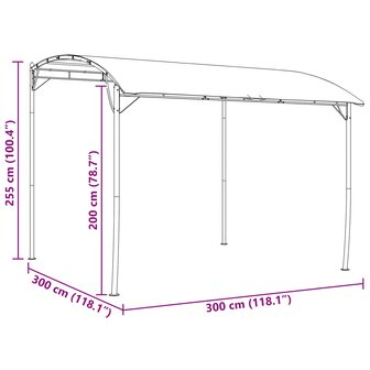 Prieel 3 x 3 x 2,55 m Groen Stof en Aluminium 180 8