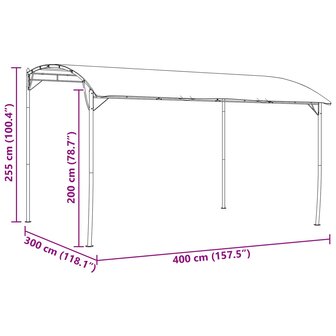 Prieel 4 x 3 x 2,55 m Groen Stof en Aluminium 180 8
