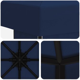 Prieel 3 x 3 m Blauw Polyester en staal 190 5