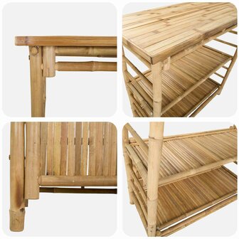 Buiten Bartafel met opslag Naturel 110 x 50 x 105 cm Bamboe 6