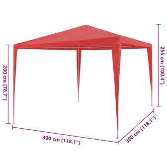 Partytent Rood 300 x 300 x 255 cm PE en staal 7