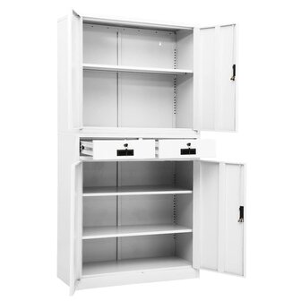 Kantoorkast 90x40x180 cm staal wit 6