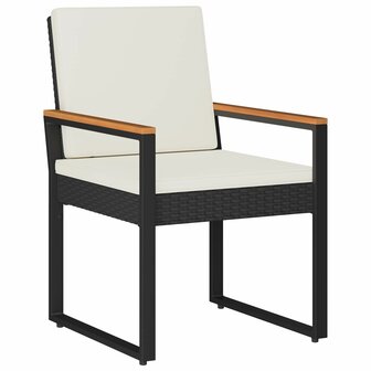 Buitenmeubelset met kussen 3 pcs Zwart en Cream Wit poly rattan 4