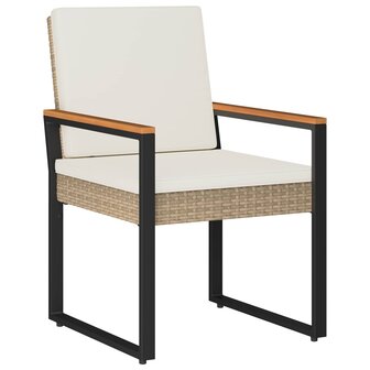 Buitenmeubelset met kussen 3 pcs Beige en Cr&egrave;me Wit poly rattan 4