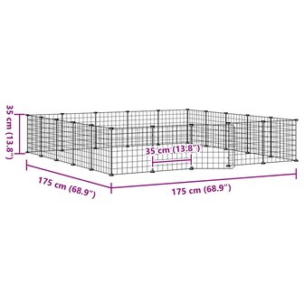 Vrijloophok met deur 20 panelen 35x35 cm staal zwart 8