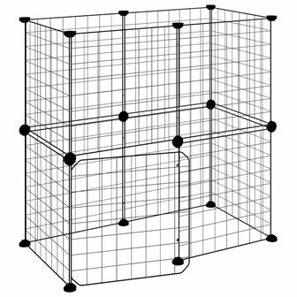Vrijloophok met deur 12 panelen 35x35 cm staal zwart 2