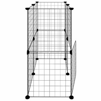Vrijloophok met deur 12 panelen 35x35 cm staal zwart 6